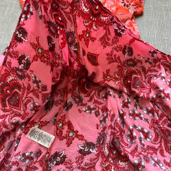 Free People Womens La Bamba Pink Floral Babydoll Top Hawaiian Sunset Large - Picture 6 of 14